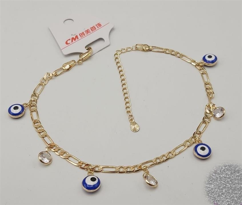 پابند آویزدار چشم آبی نگین دار کد J042